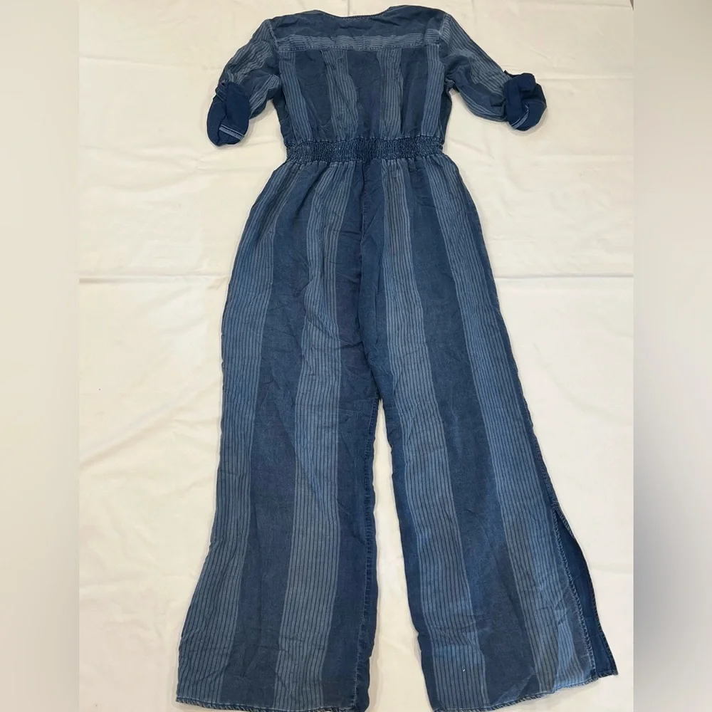 Anthropologie Cloth & Stone Laney Chambray Jumpsuit Striped Pants Jumpsuit XL - Picture 9 of 14